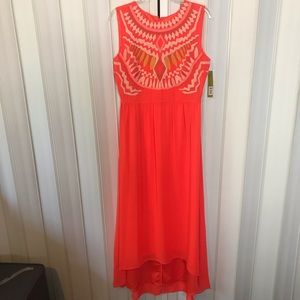 Gianni Bini Sara Orange Tribal Maxi Dress SZ 8